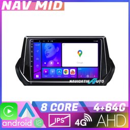 Navigatie Peugeot 2008 2020 Android 12 GPS 4G WiFi CarPlay 4GB+64GB
