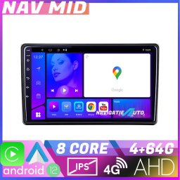 Navigatie Audi A4 B6 Android 12 Octa Core 4GB RAM 64GB cu CarPlay