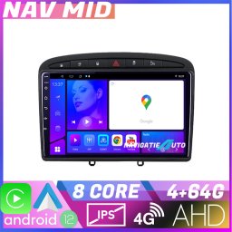 Navigatie Peugeot 308 Android 12 Octa Core 4GB RAM 64GB CarPlay 720P