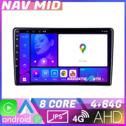 Navigatie Toyota Auris 2007-2013 Android 12, 4GB RAM, 64GB, CarPlay