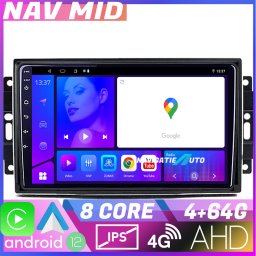 Navigatie Android 12 pentru Chrysler Jeep, 4GB RAM, 64GB, CarPlay