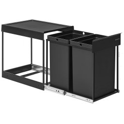 Cos de gunoi incorporabil SONGMICS pentru dulap bucatarie, 2x20 L, pull-out, negru