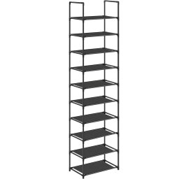 Raft de pantofi Songmics cu 10 niveluri, modular, metal, negru