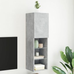 Comoda TV cu lumini LED, gri beton, 30,5x30x102 cm GartenMobel Dekor