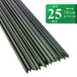 Set 25 araci pentru rosii si plante cataratoare, metal PVC, 120 cm, verde