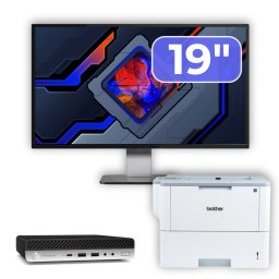 Pachet PC second hand HP ProDesk 600 G5 Mini cu monitor 19 si imprimanta