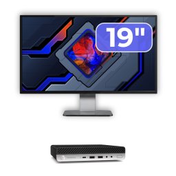 Pachet PC second hand HP ProDesk 600 G5 Mini i5-8500T, 8GB, SSD 256GB, monitor 19