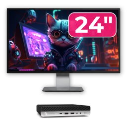 Pachet calculator second hand HP ProDesk 600 G5 Mini cu monitor 24 inch