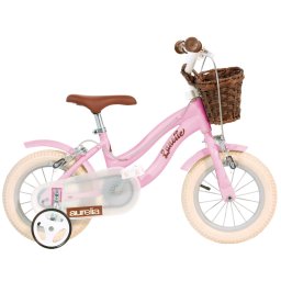 Bicicleta pentru copii 12 inch Retro roz cu roti ajutatoare si cosulet