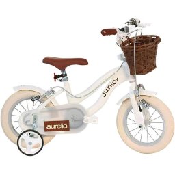 Bicicleta pentru copii 16 inch Retro alba, cu cos si roti ajutatoare