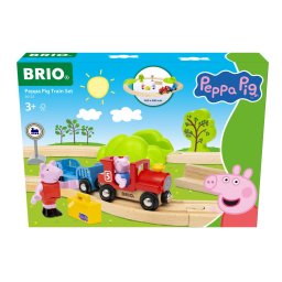 Set trenulet BRIO Peppa Pig din lemn cu figurine si 18 piese