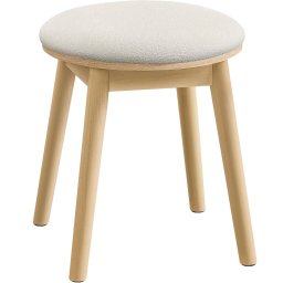 Taburet rotund boho SONGMICS cu picioare din lemn si sezut bouclette, crem