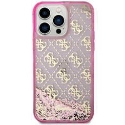 Husa Guess Liquid Glitter 4G Translucent compatibila cu iPhone 14 Pro Max, Roz