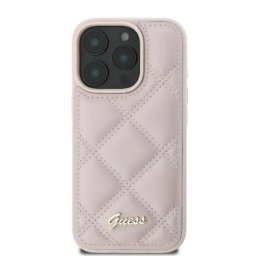 Husa Guess iPhone 16 Pro Max Quilted Metal Logo Roz