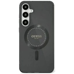 Husa Guess Samsung Galaxy S25 Ultra Rhinestones Printed Classic Logo MagSafe Negru