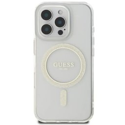 Husa Guess IML Glitter Circle MagSafe iPhone 16 Pro Max Transparent