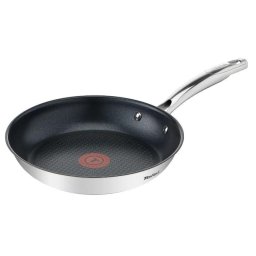Tigaie Tefal Duetto+, 28cm, Fund anti-deformare, Inox, Negru/Argintiu