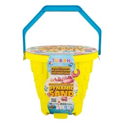 Nisip kinetic Tuban TU3551, Multicolor, 4 matrite, in galeata, pentru copii 3+ ani