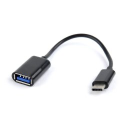 CABLU adaptor OTG GEMBIRD, pt. smartphone, USB 2.0 Type-C (T) la USB 2.0 (M), 16cm, asigura conectarea telef. la o tastatura, mouse, HUB, stick, etc., negru