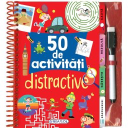 Carte de activitati Girasol 50 de activitati distractive, Varsta 3+, Paginile plastifiate, Carioca inclusa