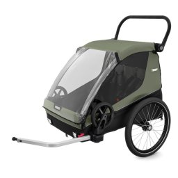 Remorca de bicicleta pentru transport 2 copii Thule Courier, Verde inchis