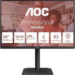 Monitor IPS AOC X24E4U, 24" (60 cm),1920 × 1200 pixeli (WUXGA), 4ms, 100Hz, DisplayPort, HDMI, VGA, Negru