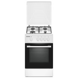 Aragaz Heinner HFSC-K50WH, Gaz, 4 arzatoare, Duze GPL incluse, Tava si gratar cromat, 50 cm, Alb