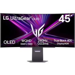 Monitor Gaming OLED LG UltraGear 45GX900A-B, 44.5 inch, WQHD (3440 x 1440), HDMI, DisplayPort, Ecran curbat, Boxe, 240 Hz, 0.03 ms, Negru