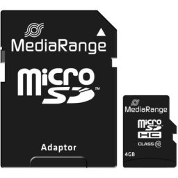 Card de memorie MediaRange MR956, MicroSDHC, 4GB, Clasa 10 + Adaptor SD