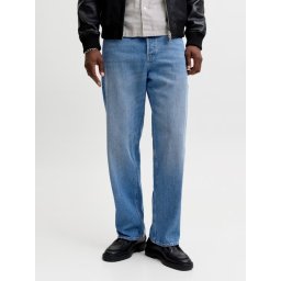 Jack & Jones Blugi barbati ALEX, cu talie inalta si croiala Baggy fit, Albastru (SELECTATI MARIMEA: 31, SELECTATI LUNGIMEA: 34)