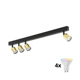LED RGBW spot reglabil TOP 4xGU10/6,5W/230V 2700-6500K negru/auriu