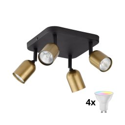 LED RGBW dimmabil spot TOP 4xGU10/6,5W/230V 2700-6500K auriu/negru