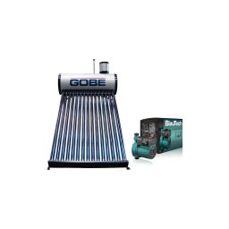 KIT S23 pachet panou solar nepresurizat 150 litri GOBE Plus, 15 tuburi vidate, cu pompă BlauTech, corp din fontă