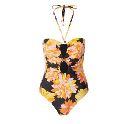 Seafolly Costum de baie întreg 'Palm Springs' galben pastel / mov deschis / portocaliu / negru