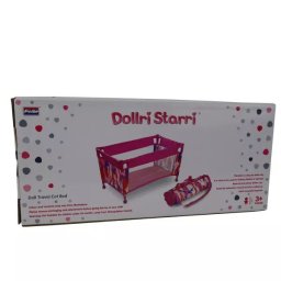 Pătuț pliant cu flori și inimioare pentru păpuși – 52 cm