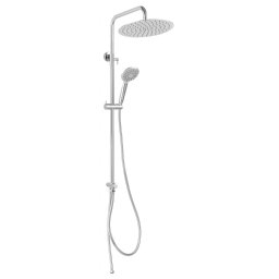 Set de dus dual Wizard Pro, cap dus rotund SLIM Inox, bara metalica culisabila, reglabila, comutator ceramic, crom