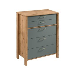 Comodă MENTA 90x108x47 cm stejar wotan/verde