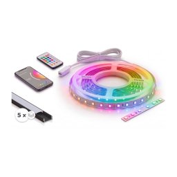 SET 1x bandă LED RGBW NEO LITE LED/24W/230V 5 m IP65 Wi-Fi + 5x profil de 1 m + telecomandă