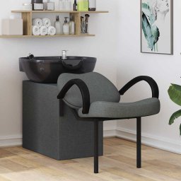 Scaun pentru sampon Manual Gri Inchis si Negru 63 x 141 x 92 cm GartenMobel Dekor