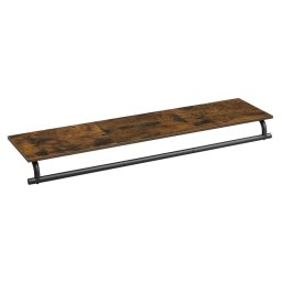 Cuier de perete SONGMICS cu raft si bara pentru umerase, 60 kg, maro rustic