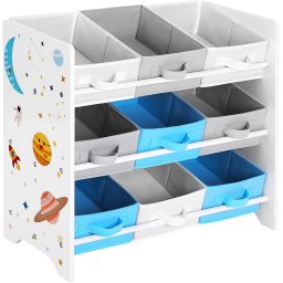 Raft de depozitare pentru jucarii SONGMICS, 9 cutii detasabile, alb, 62x29x60 cm