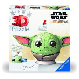 Puzzle 3D glob Star Wars The Mandalorian Grogu cu urechi, 77 piese