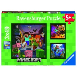 Puzzle Ravensburger Minecraft 3x49 piese pentru copii 5+