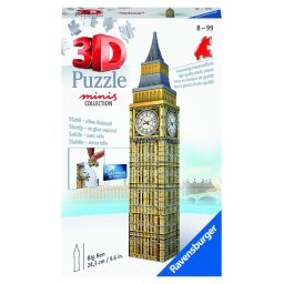Puzzle 3D Ravensburger Big Ben Mini, 54 piese, constructie fara lipici