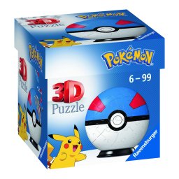 Puzzle 3D glob Pokemon cu 55 piese, Ravensburger, multicolor