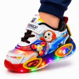 Pantofi sport cu lumini LED, Super Colour, Baieti, Piele ecologica, Multicolor