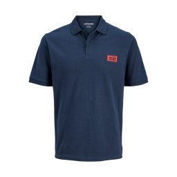 Jack & Jones Plus Tricou polo barbati big sizes, din piqué de bumbac, Regular fit, JJRUSH, Bleumarin inchis (SELECTATI MARIMEA: 4XL)