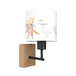 BRILAGI - Aplică de perete BOBO WOOD 1xE27/25W/230V stejar/negru/alb/cu figuri de animale