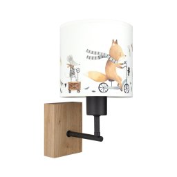 BRILAGI - Lampă de perete BOBO WOOD 1xE27/25W/230V stejar/negru/alb/cu animale