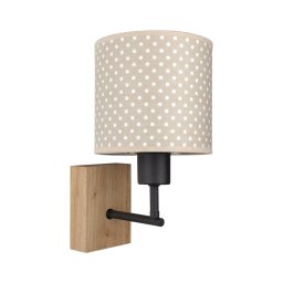 BRILAGI - Lampă de perete BOBO WOOD 1xE27/25W/230V stejar/negru/bej/cu buline